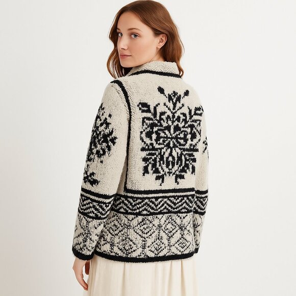 Moth Anthropologie Alpaca Quarter Zip Nordic Sweater Small - Picture 5 of 17